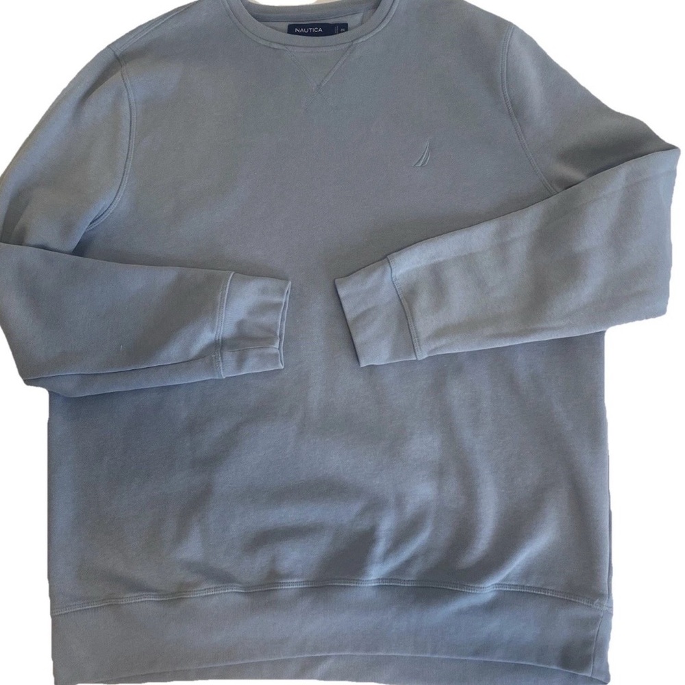 Nautica Men’s 2XL Crew Neck Sailboat Sweatshirt Pullover Light Blue Casual
